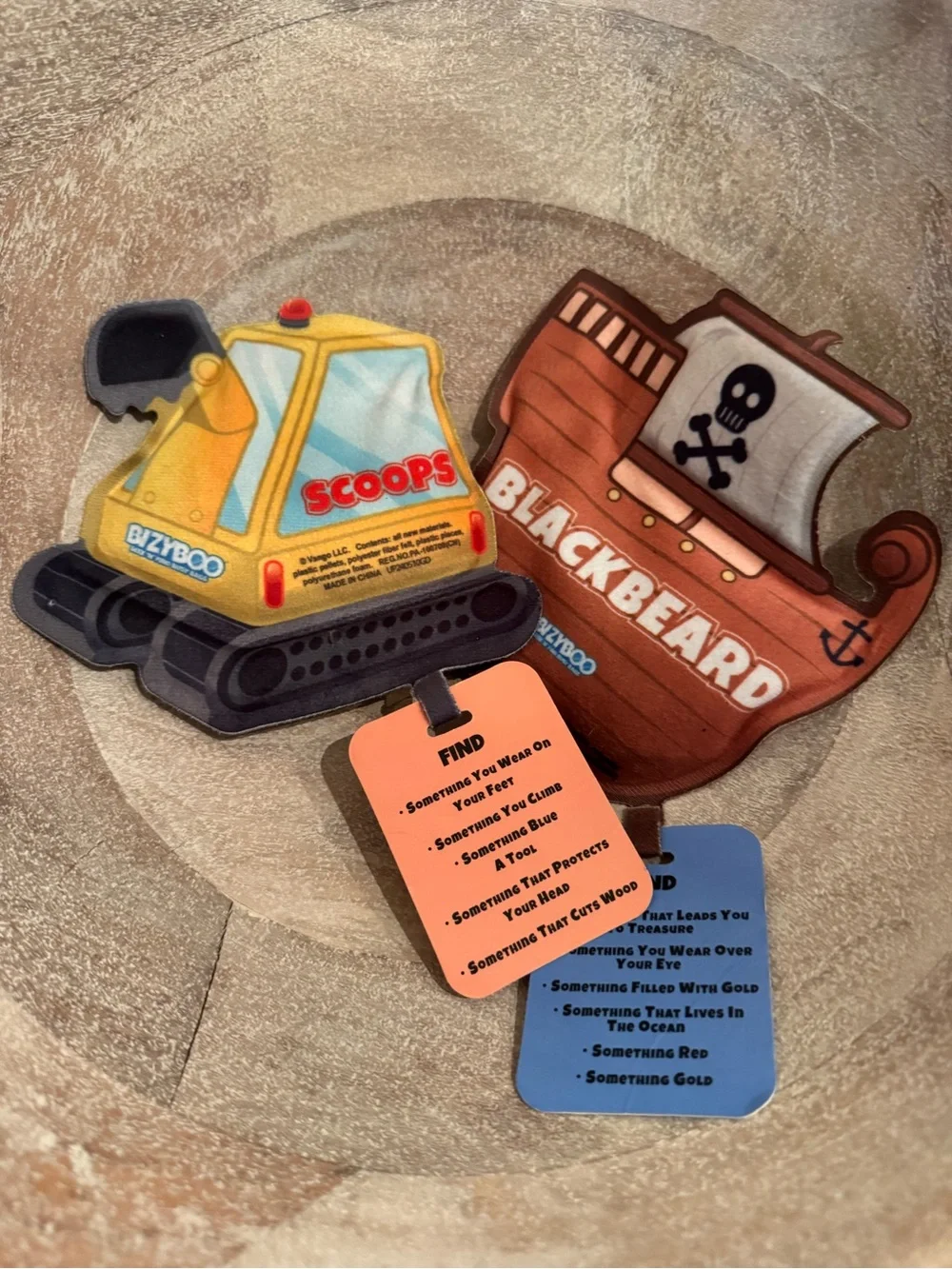 Yellow Excavator & Brown Pirate Ship Sensory Shakers - Scavenger Hunt